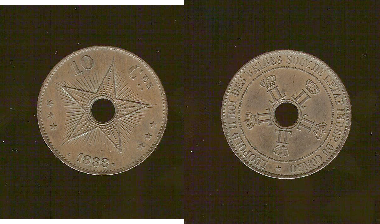 Belgium Congo 10 centimes 1888 AU+